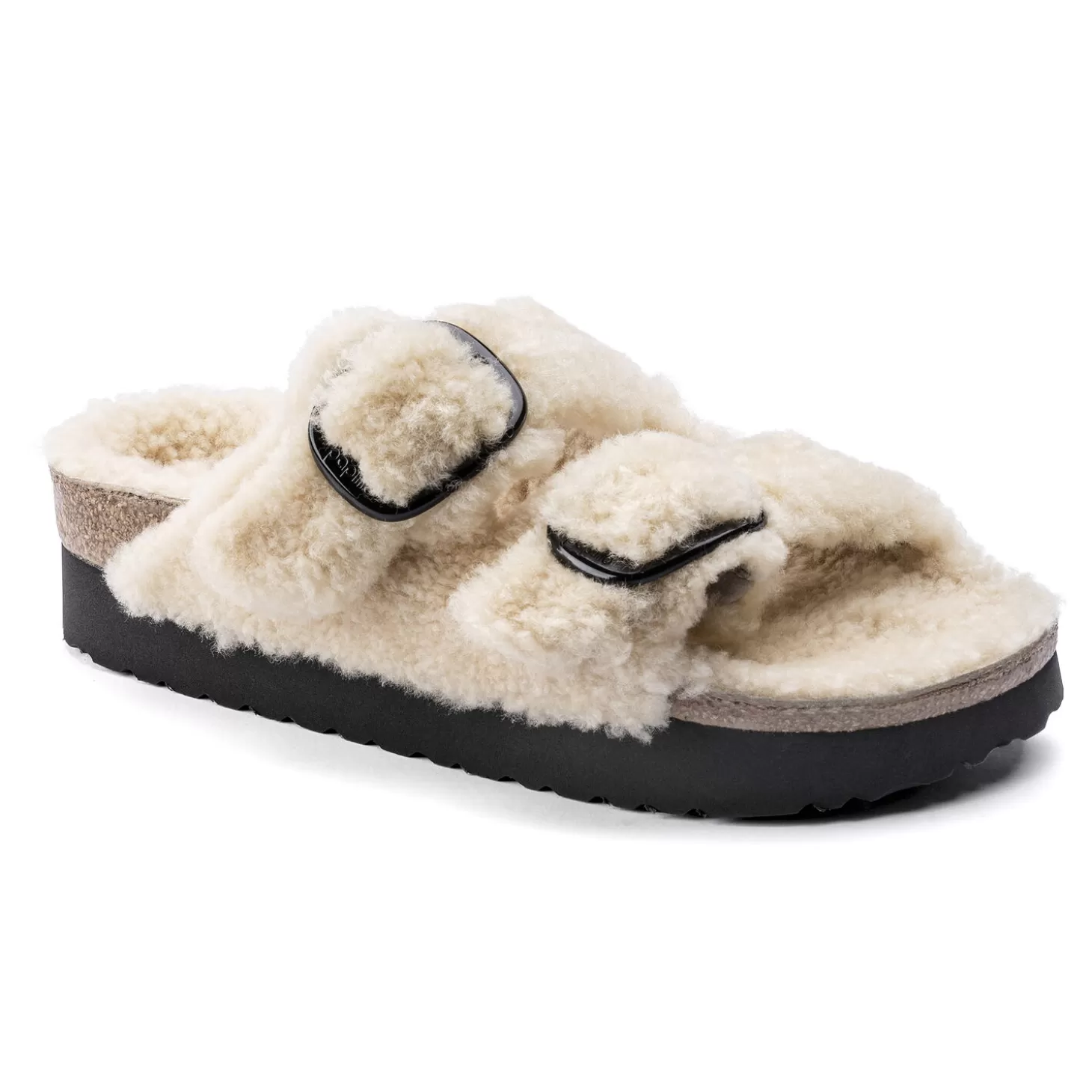 Double Bride | Birkenstock Arizona Big Buckle En Fourrure D'Agneau Teddy Eggshell