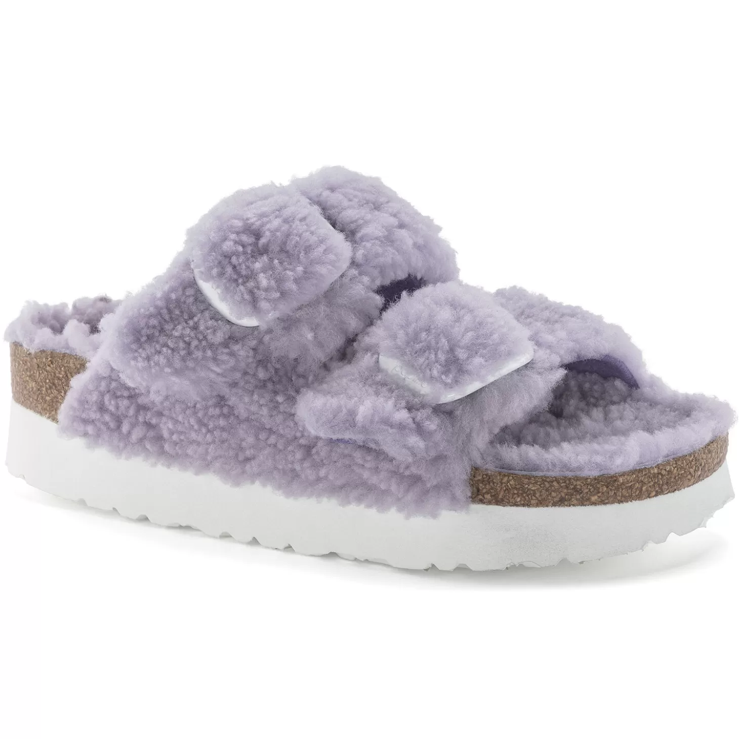 Double Bride | Birkenstock Arizona Big Buckle En Fourrure D'Agneau Purple Fog