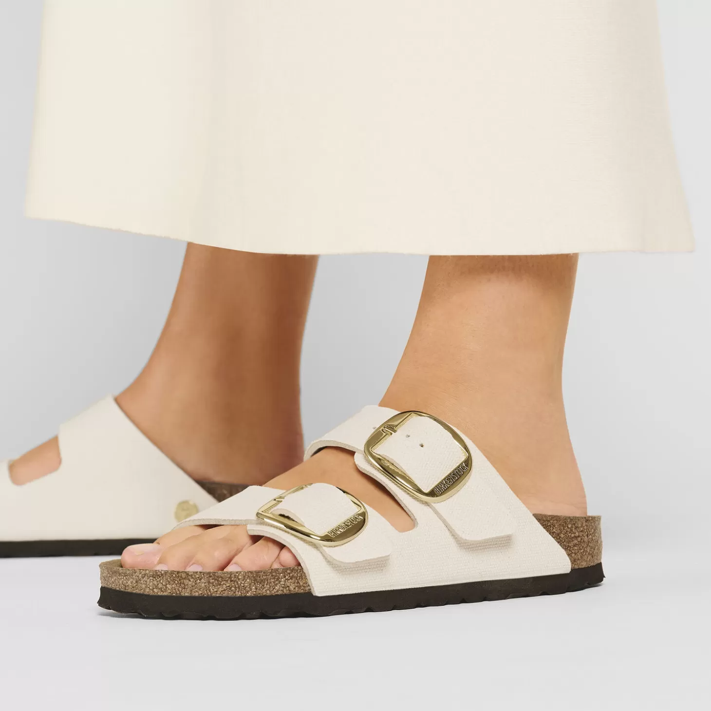 Double Bride | Birkenstock Arizona Big Buckle Rivet Logo Canvas Eggshell