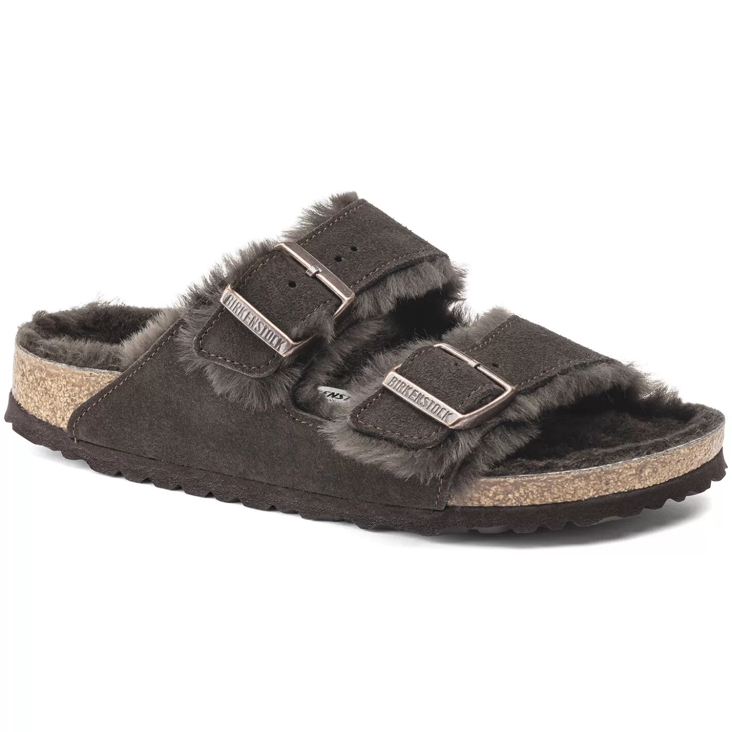 Double Bride | Birkenstock Arizona En Fourrure D'Agneau Mocha