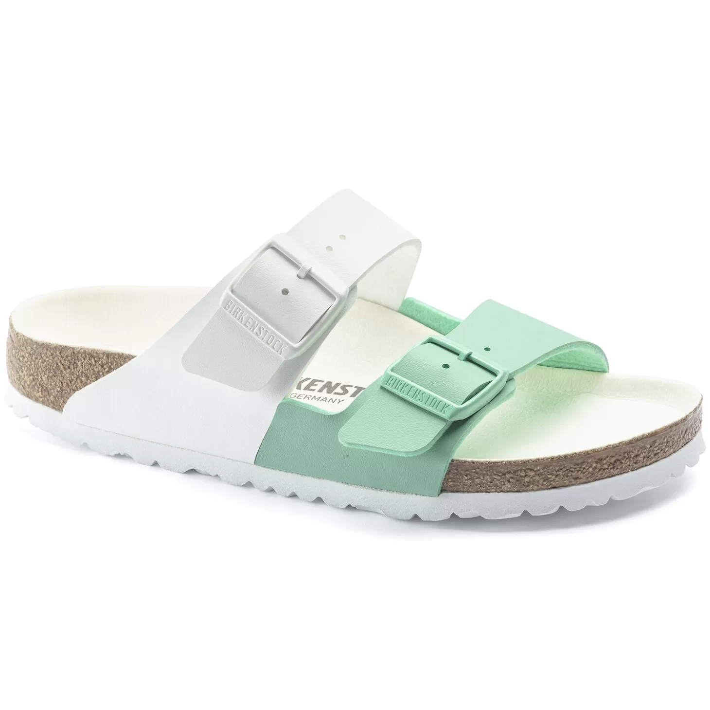 Double Bride | Birkenstock Arizona Split White/Bold Jade