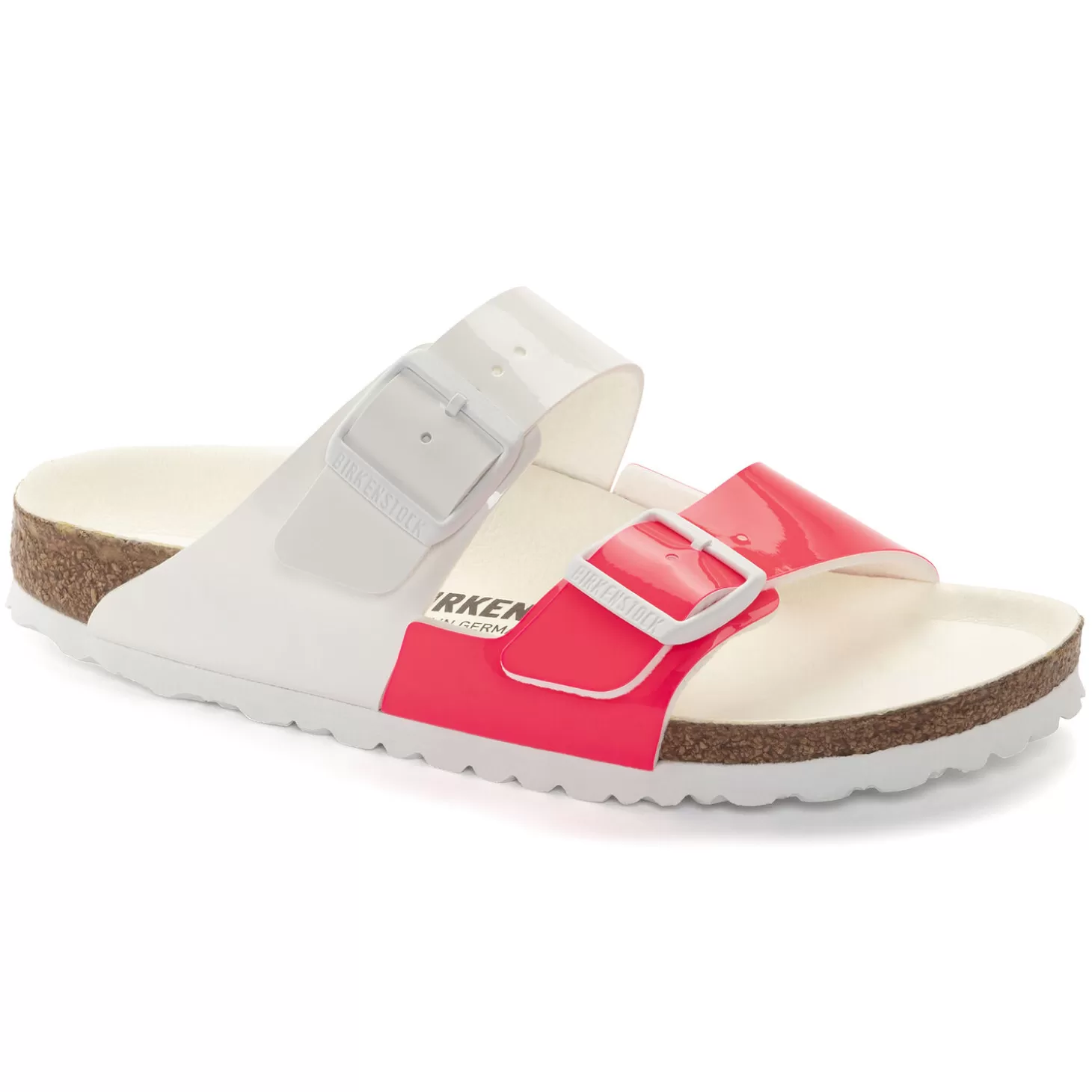 Double Bride | Birkenstock Arizona Split Neon Pink/White Patent