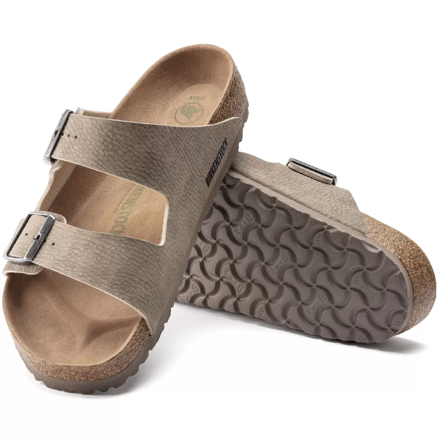 Double Bride | Birkenstock Arizona Vegan Desert Dust Gray Taupe