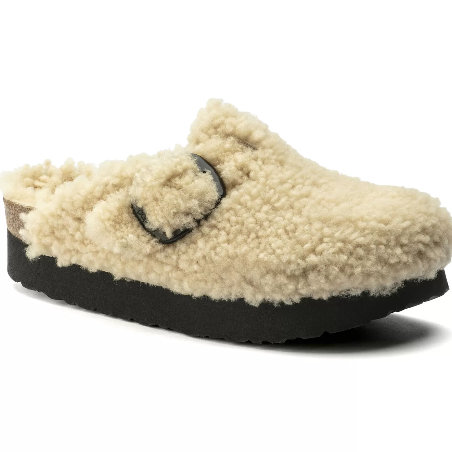 Sandales Compensées | Birkenstock Boston Big Buckle Platform Teddy Eggshell