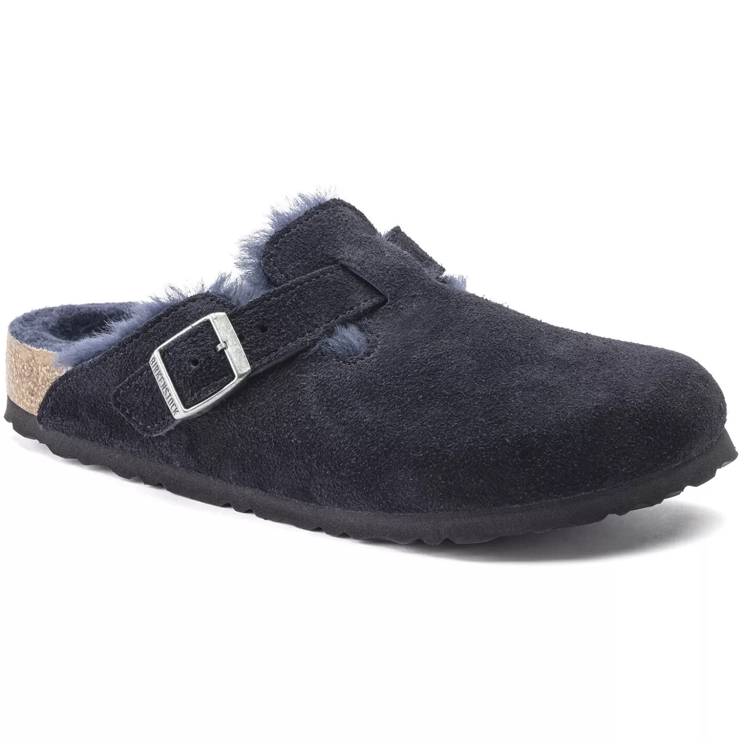 Sabots | Birkenstock Boston En Fourrure D'Agneau Midnight