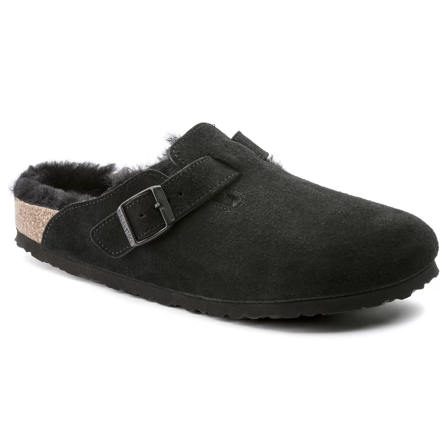 Sabots | Birkenstock Boston En Fourrure D'Agneau Black