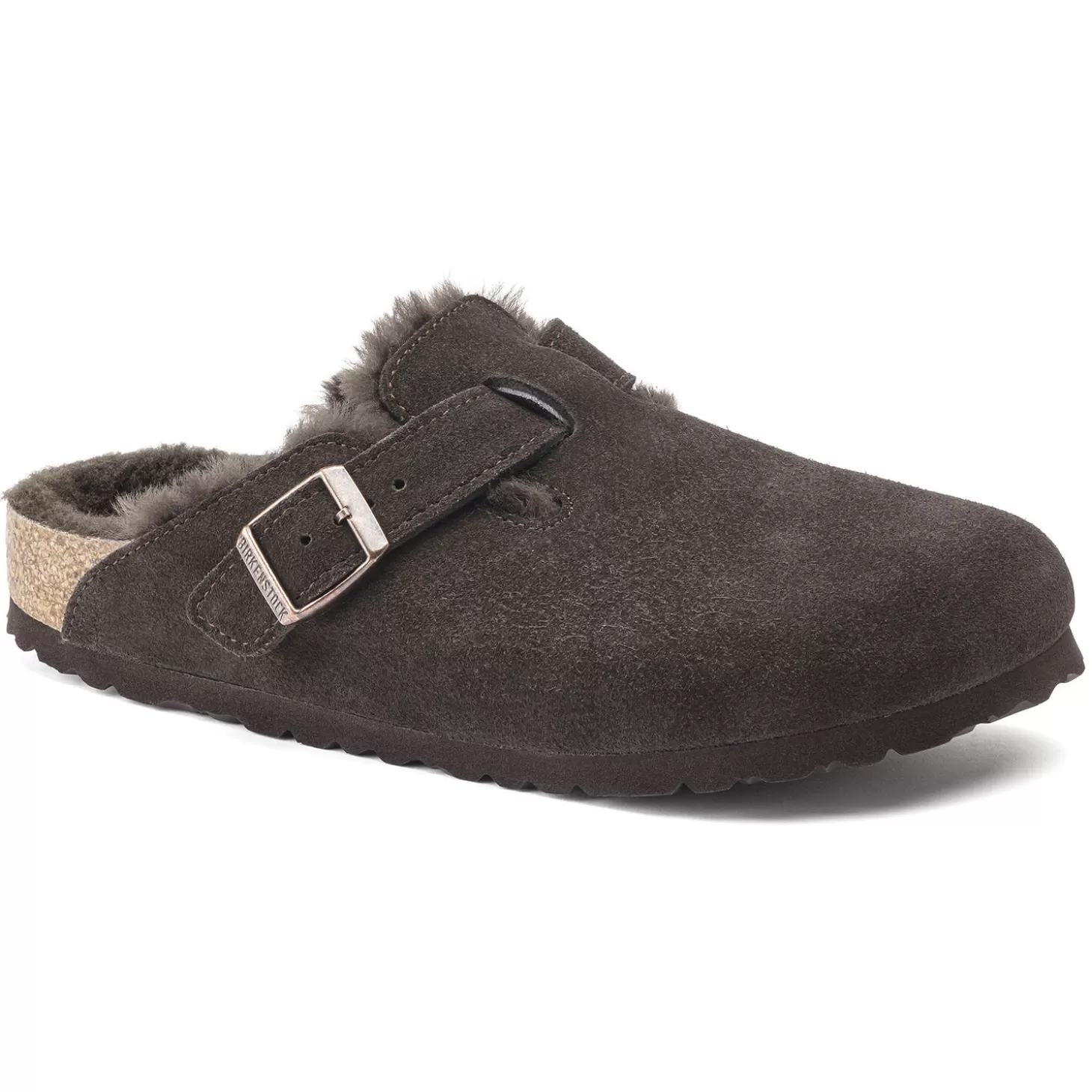 Sabots | Birkenstock Boston En Fourrure D'Agneau Mocha