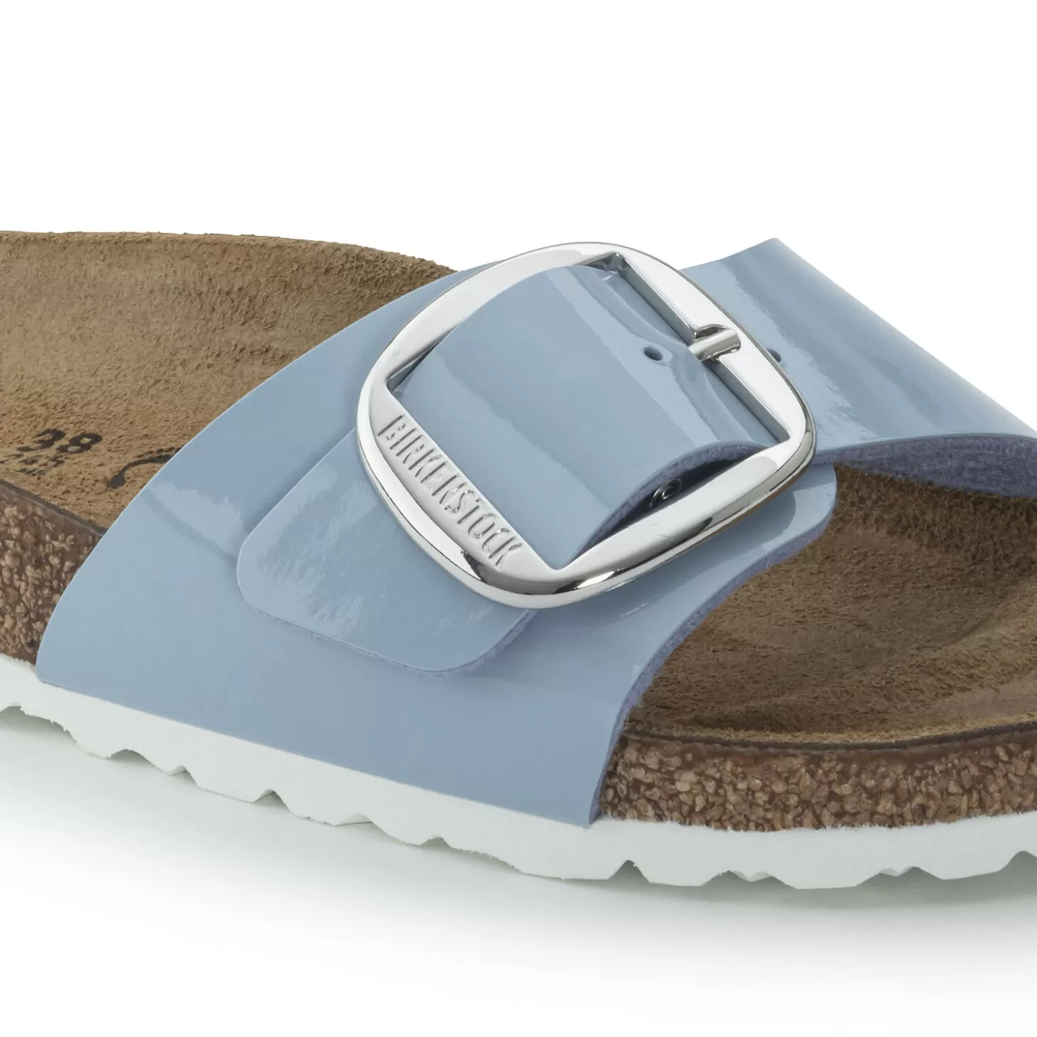 Simple Bride | Birkenstock Madrid Big Buckle Patent Dove Blue