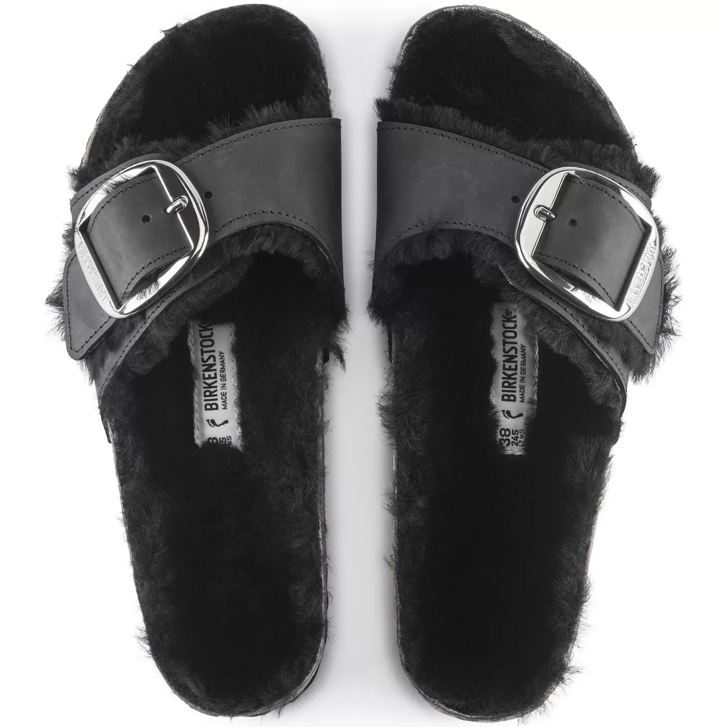 Simple Bride | Birkenstock Madrid Big Buckle En Fourrure D'Agneau Black