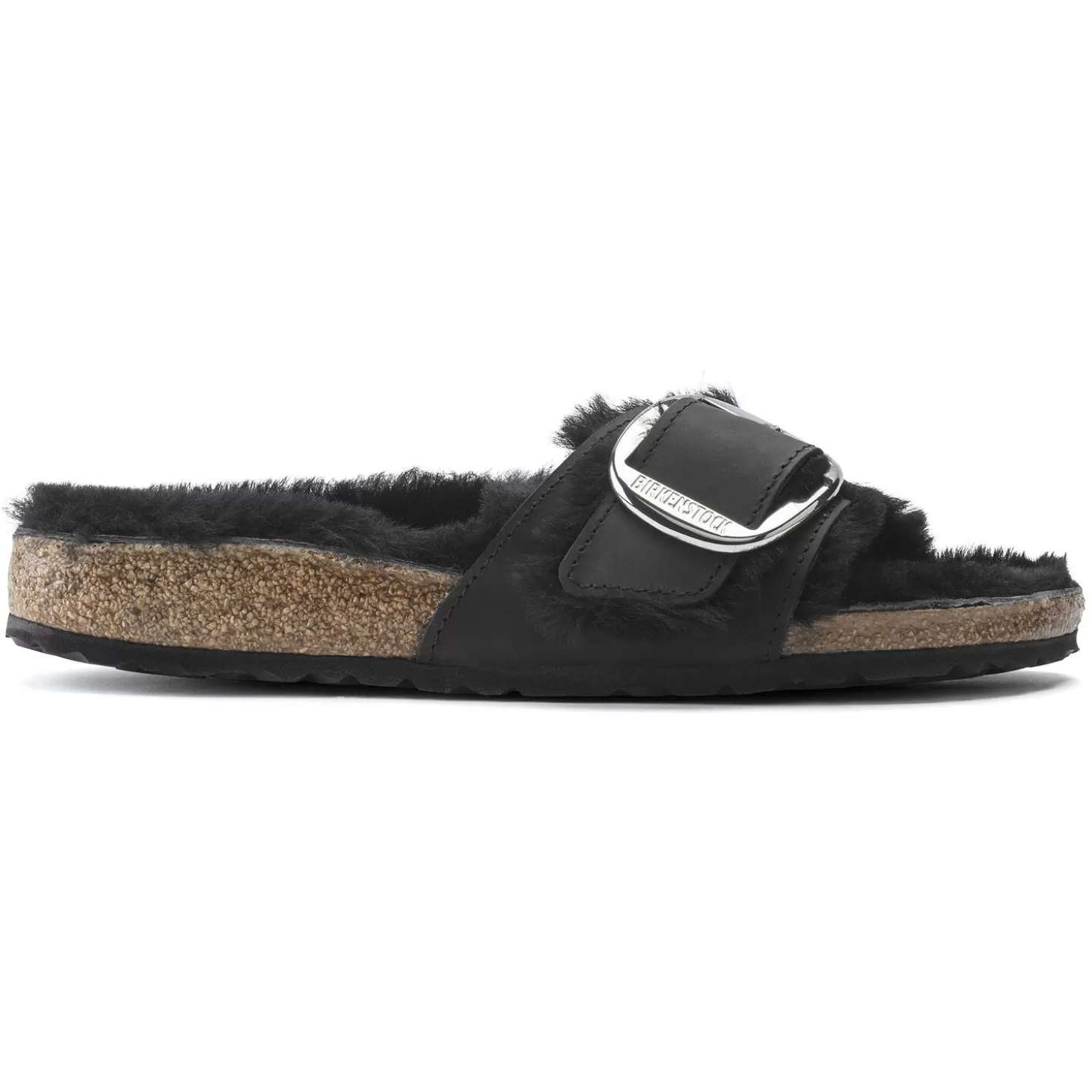 Simple Bride | Birkenstock Madrid Big Buckle En Fourrure D'Agneau Black