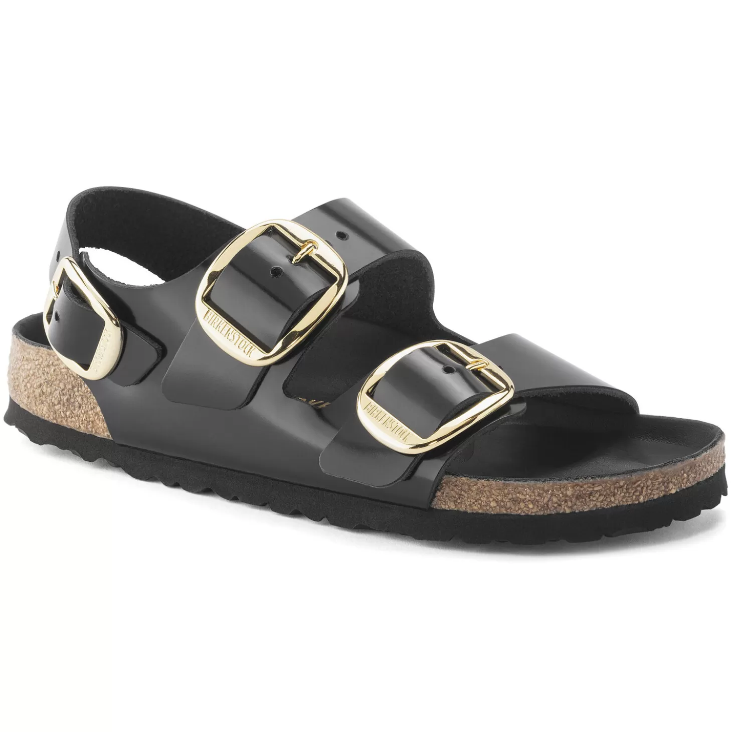 Brides Multiples | Birkenstock Milano Big Buckle Noir Tres Brillant