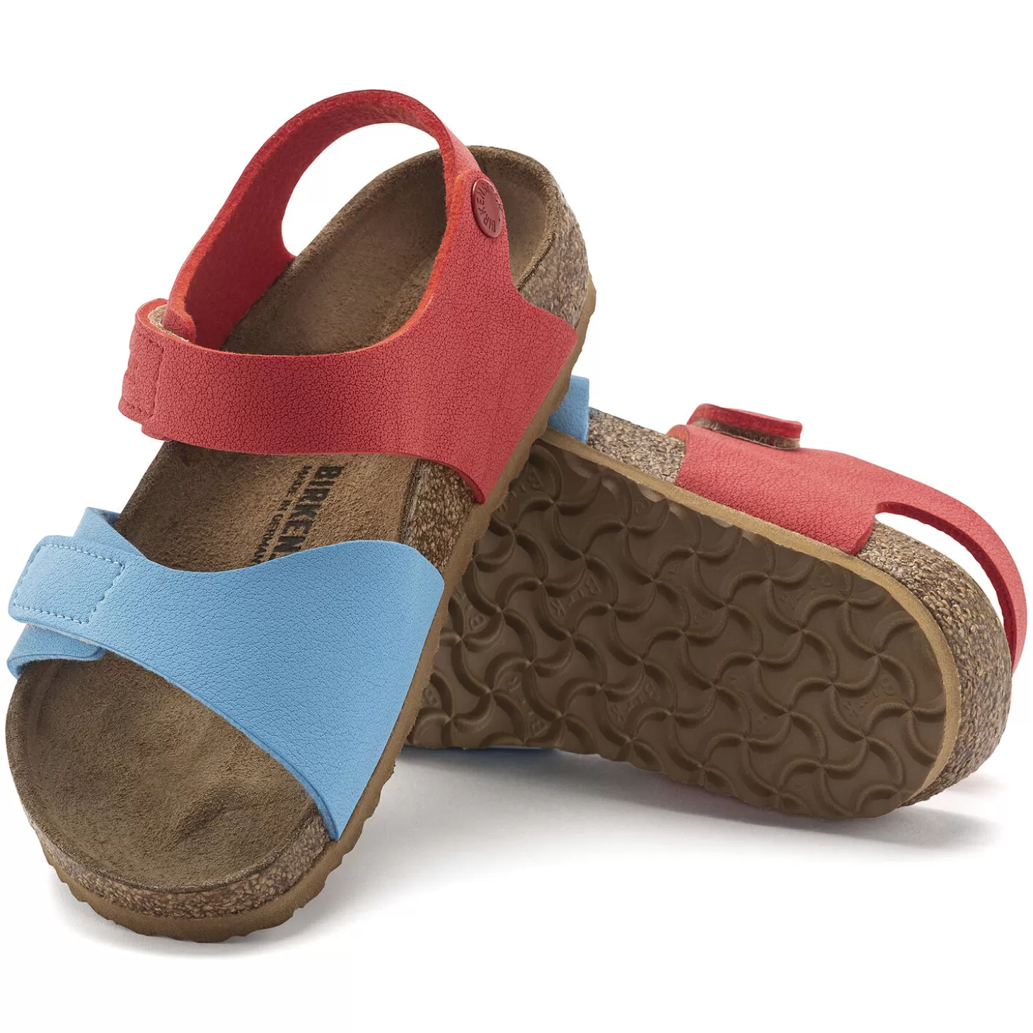 Sandales À Brides | Birkenstock Palu Kids Logo Bs Sky Blue/Active Red